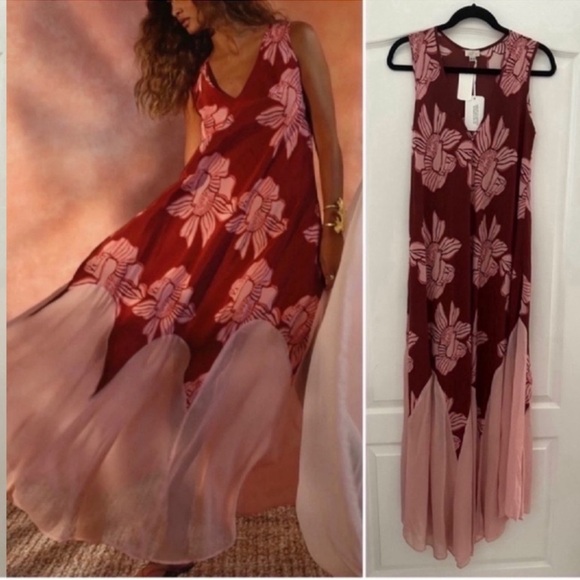 JALINE Margaux silk paneled kaftan O/S - Picture 1 of 8